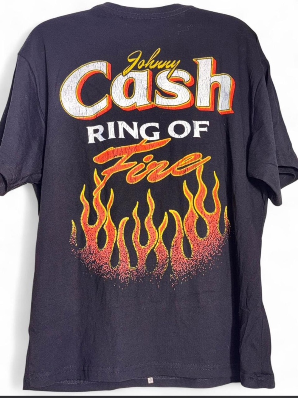 Ash Black Johnny Cash Graphic Tee with Yellow-Orange Eagle Print - Picture 3 of 3